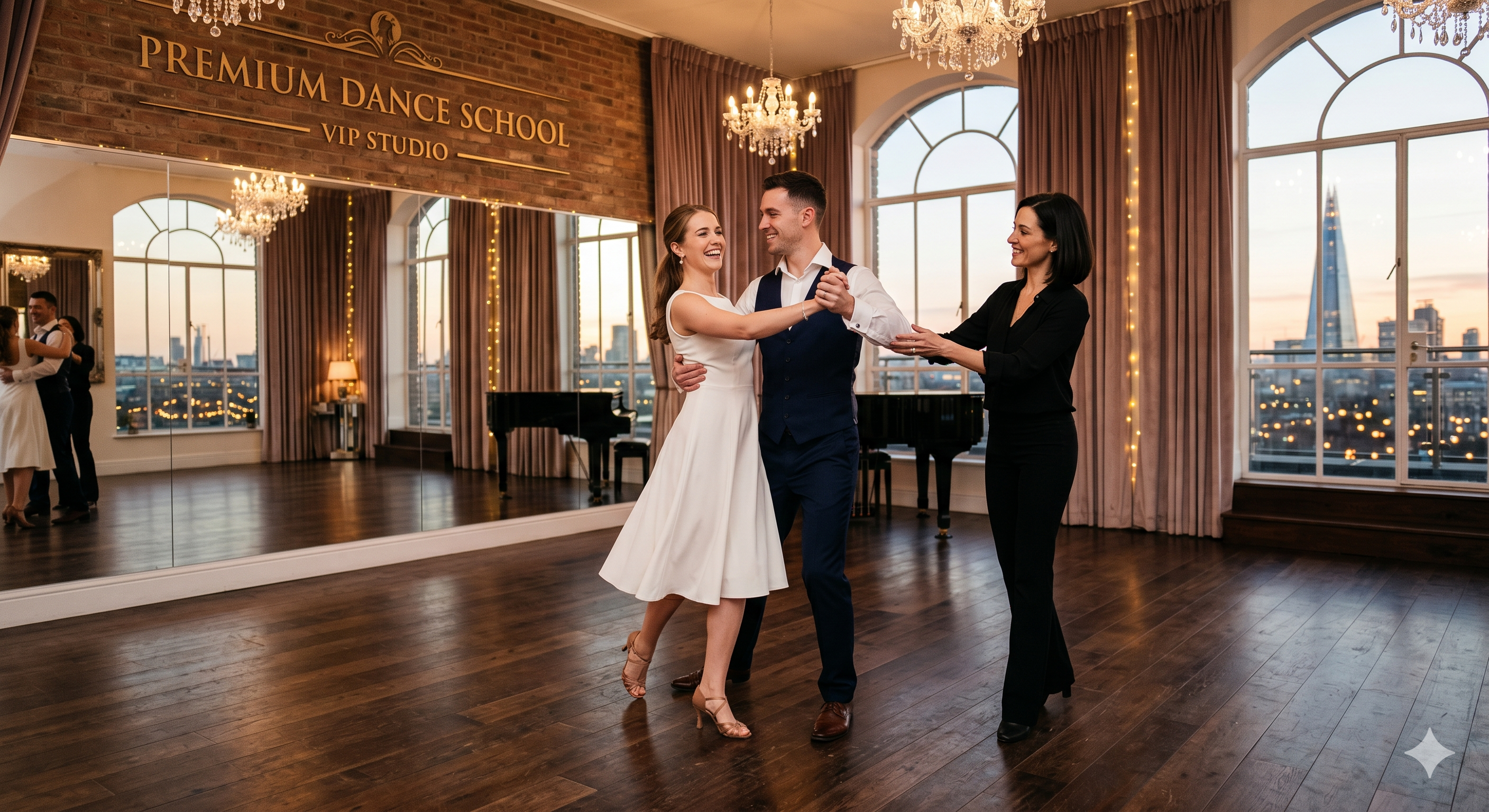 Bride and groom sharing an elegant first dance